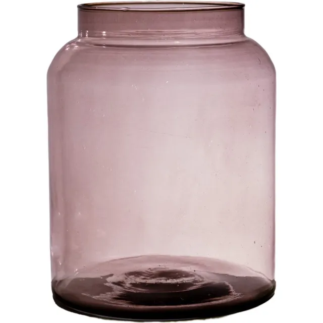 Hakbijl Glass Bloemenvaas Shape - transparant mauve - eco glas - 19 x 25 cm - Melkbus vaas Aubergine paars