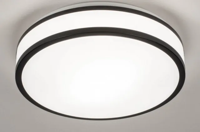 Lumidora Plafondlamp 73674 - Plafonniere - RENO - 2 Lichts - E27 - Zwart - Wit - Kunststof - Buitenlamp - Badkamerlamp - IP44 - ⌀ 35 cm