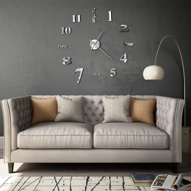vidaXL 3D-wandklok 100 cm XXL modern zilverkleurig, foto 2