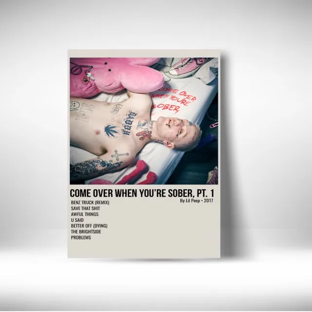 Luxe poster Lil Peep - metalen poster - Come Over When You're Sober - 30x40cm - album cover wit