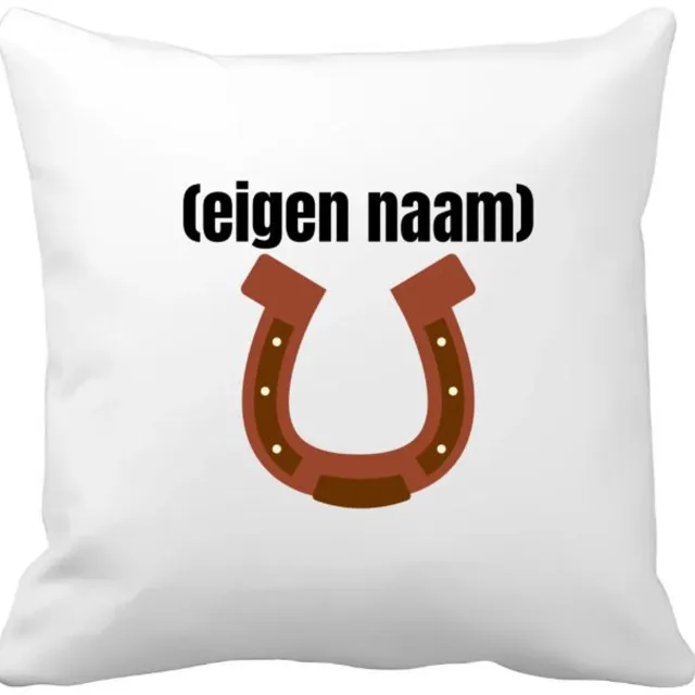 Akyol paarden hoefijzer met eigen naam Kussen hoes - Paarden - paarden liefhebbers - iemand die houdt van paarden - verjaardag - cadeau - kado - 40 bij 40 cm Multicolor