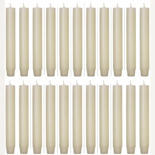 Rustik Lys chique mooie dinerkaarsen pak van 20 stuks 2.6 x 18 cm in de kleur Cream