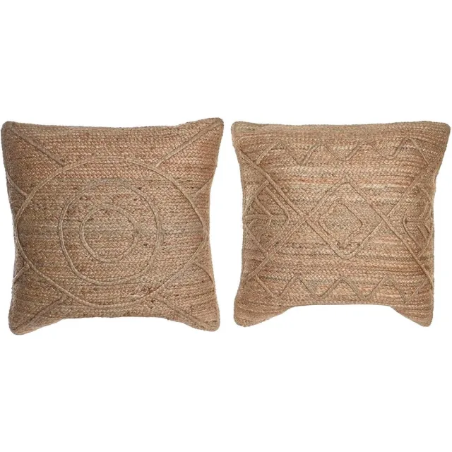 DKD Home Decor KUSSENS | SIERKUSSEN | WOONKUSSEN | KUSSEN WOONKAMER | TUINKUSSEN | KUSSENHOES | NATUREL BEIGE BRUIN | JUTE KATOEN | 60x60x10CM | SET 2ST