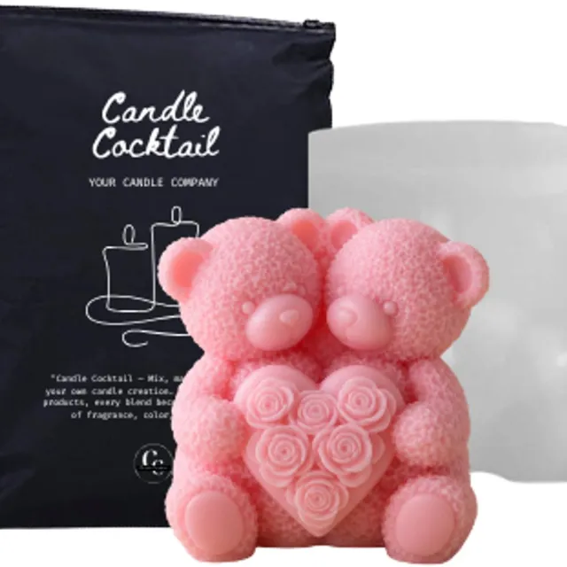 Candle Cocktail Knuffelende Beertjes Siliconen Mal #404 | 7 x 7 cm | Candle Cocktail® | 3D Gietmal | Kaarsenmal | Kaarsen Maken | Chocolade Mal | Zeepmal | Resin & Epoxy | Gips & Jesmonite | Herbruikbaar | Makkelijk Lossen | Gedetailleerd | Inclusief Dustbag
