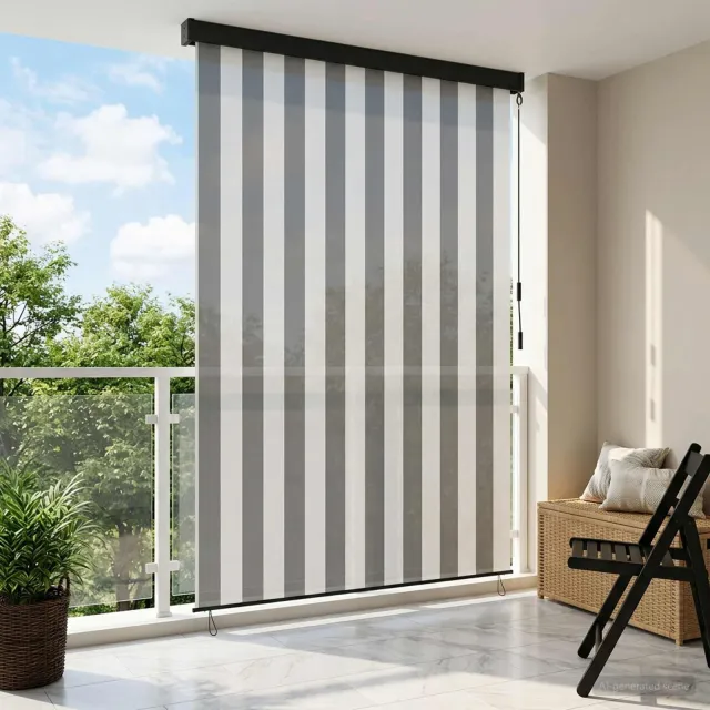 vidaXL Rolgordijn Antraciet en Wit 120 x 250 cm Stof en Aluminium Grijs