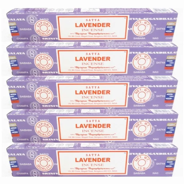 HEM Nag Champa wierook stokjes - Lavendel - 5x pakje van 12 stuks - 15 gram - geurstokjes Multi