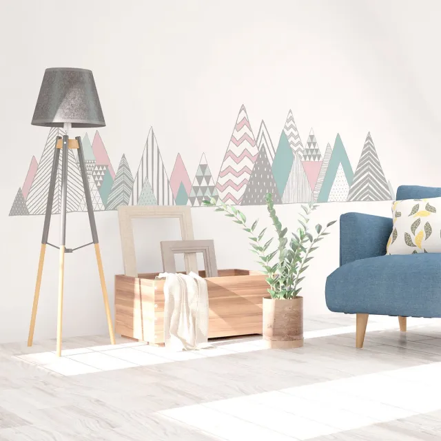 Ambiance Sticker Muurstickers - Decoratie voor slaapkamer/woonkamer - Gigantische muursticker van de Scandinavische bergen PENSACOLA - 95x135cm Multi color