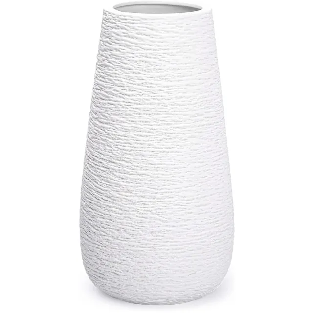 Unyqoos Elegante witte keramische vaas voor bloemen en decoratie in huis en kantoor
