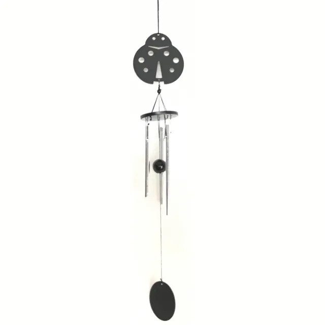 Nature's Melody OT14LB Garden Ornament tunes ladybug 14" /38cm Musical Ornament Windchime mini windgong lieveheersbeestje met rustgevend geluid. Zwart & zilver