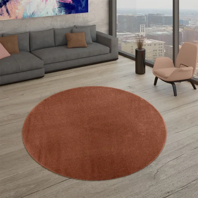 TT Home Woonkamertapijt Kurflor effen design modern en tijdloos 120 x 120 cm Rond 120 x 120 cm Rond roze