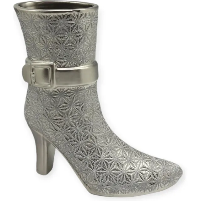 Gilde handwerk Vaas - High Heels - Laarsje - Keramiek - Zilver/Grijs - 9.5x23x24cm