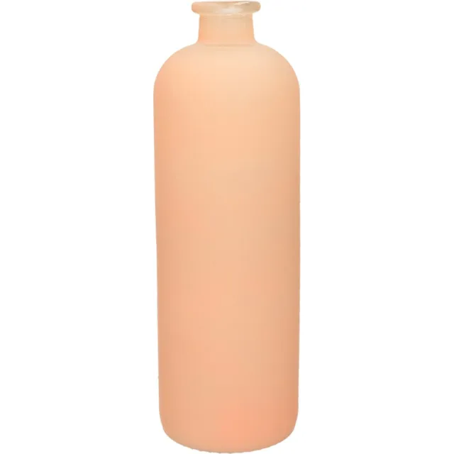 Jodeco Bloemenvaas Avignon - Fles model - glas - mat zalm roze - 33 x 11 cm Terracotta bruin