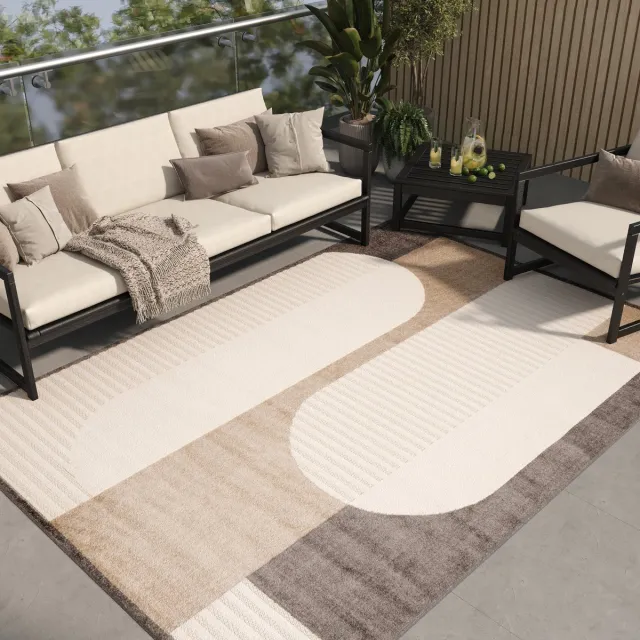 Tapiso Patio Vloerkleed Tuintapijt Outdoor Bruin Beige Buitenkleed Modern Maat- 240x330 Bruin Beige 3
