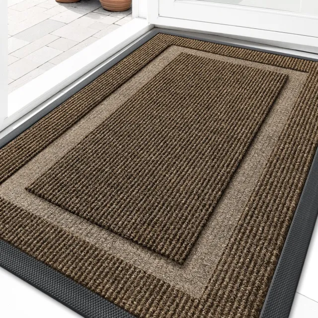 Homaxy Deurmat Binnen - Droogloopmat - Antislip Deurmat - Schoonloopmat - Wasbaar - bruin - 61X91.5cm