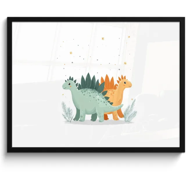 FrameYourWall Poster in lijst - Fotolijst 80x60 cm - Posters - Planten - Sterren - Dinosaurussen - Oranje - Posterlijst zwart - Decoratie - Wanddecoratie woonkamer - Muurdecoratie slaapkamer