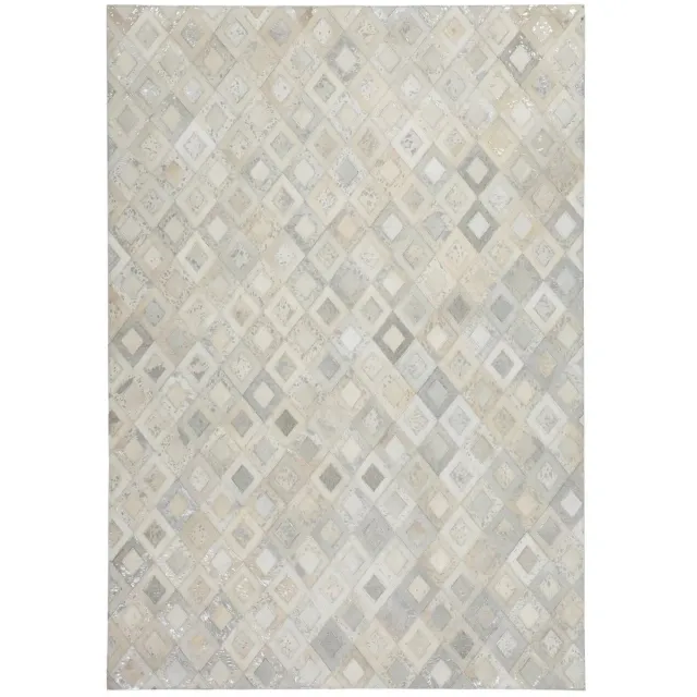 Dutch XXL Leren Vloerkleed | Tapijt | Spark | Ruiten | Grijs/Zilver | 120x170 cm Grijs / Zilver