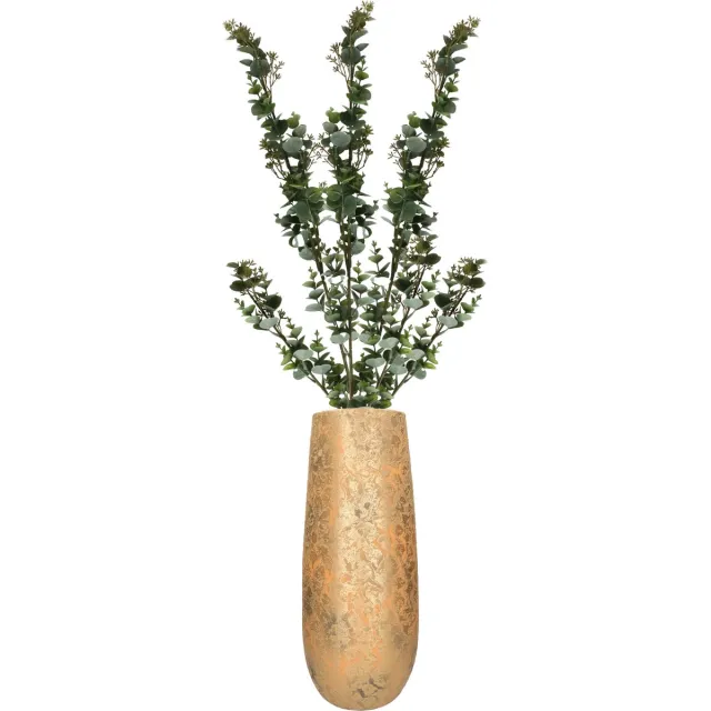 Bellatio Design Kunstplant sierttakken Eucalyptus luxe - 3x - 119 cm - lichtgroen - bladgroen - decoratief