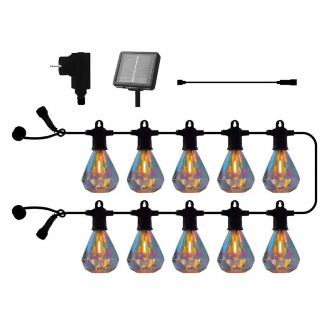 Sirius Marcus Lichtsnoer Buiten – Startset 10 Diamantlampjes – Priklicht Tuinverlichting – Clear – Zonnepaneel & Transformator