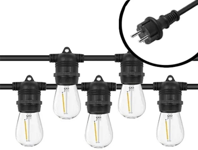Fonkel 40m Arena Eco Prikkabel – Vaste lampen – Warm Wit 2700K Lampjesslinger - Lichtsnoer - Sfeerverlichting Buiten en Binnen - Feestverlichting