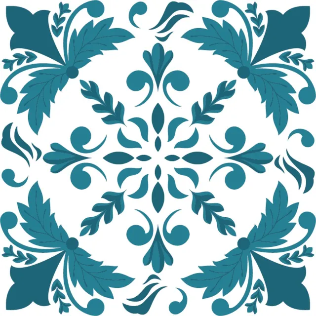 10 tegelstickers vintage motief 20 x 20 cm - petrol kleur - backsplash - peel and stick - plakfolie - badkamermuur, keukenmuur, toiletmuur - zelfklevend