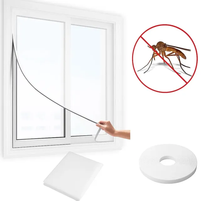 Cheaperito Insecten Hor I Raamhor I Raam Hor I Net tegen insecten I Horrengaas I Vliegenhor I Met Klittenband Plakstrip I 130 x 150 cm I Wit