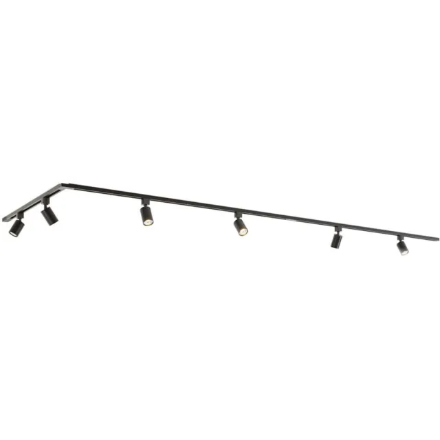 HOFTRONIC railverlichting pakket L-vorm – 1x 1 meter rail 2x 1,5 meter rail 6 GU10 spots 2700K warm wit – dimbaar – aluminium zwart – IP20 – modulair – 230V – railspots zwart woonkamer keuken