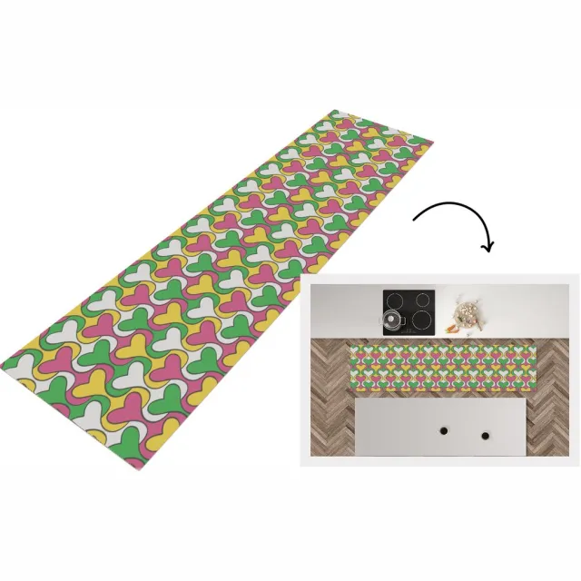 KitchenYeah Keukenloper 200x50 cm - Keukenmat vinyl Hart - Retro - Patronen - Keukenmatten loper - Keuken vloerkleed tapijt