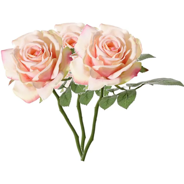 Top Art Kunstbloem Roos de luxe - 3x - roze - 30 cm - kunststof steel - decoratie bloemen