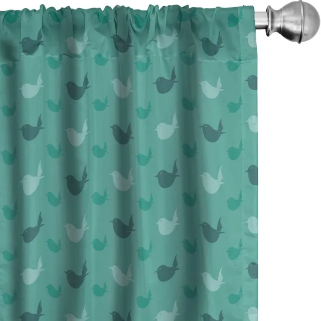 ABAKUHAUS Vogelgordijnen – Monochroom – 2x75x175 cm – Microvezel – Donker Seafoam Blauw Dunkel Seafoam Schiefer-Blau