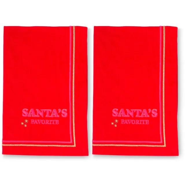 Vondels Geborduurde servetten santa's favorite rood 45cm (set van 2)