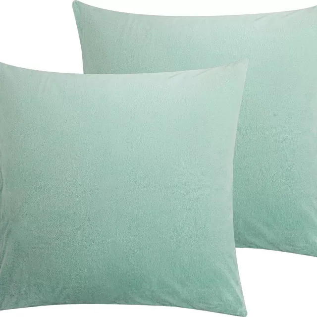 LiveOnce® Sierkussenhoezen – Set van 2 – Velours 45x45 cm – Lichtgroen – Verborgen rits – Wasbaar licht groen