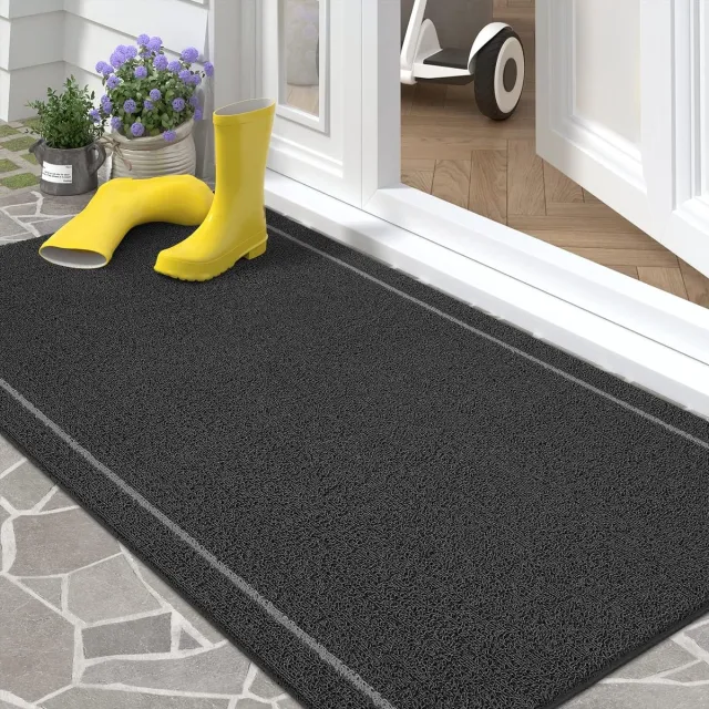 Color&Geometry Deurmatten Buiten 60 x 120 cm, Heavy Duty Deurmat, Vuilvanger Deurmat Anti-slip, Waterdicht, Afwasbaar Buiten Deurmat, Deurmatten Buiten voor Voordeur, Patio, Tuin, Zwart