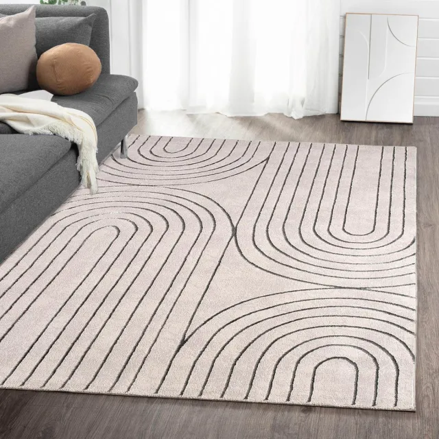 flycarpets Evora Japandi Vloerkleed Grijs – Laagpolig Tapijt Woonkamer – 160x230 cm