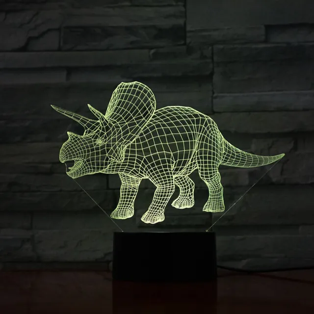 MC Living 3D Led Lamp Met Gravering - RGB 7 Kleuren - Dinosaurus