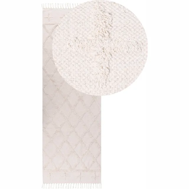 Beliani TOZLU - Laagpolig vloerkleed - Beige - Katoen