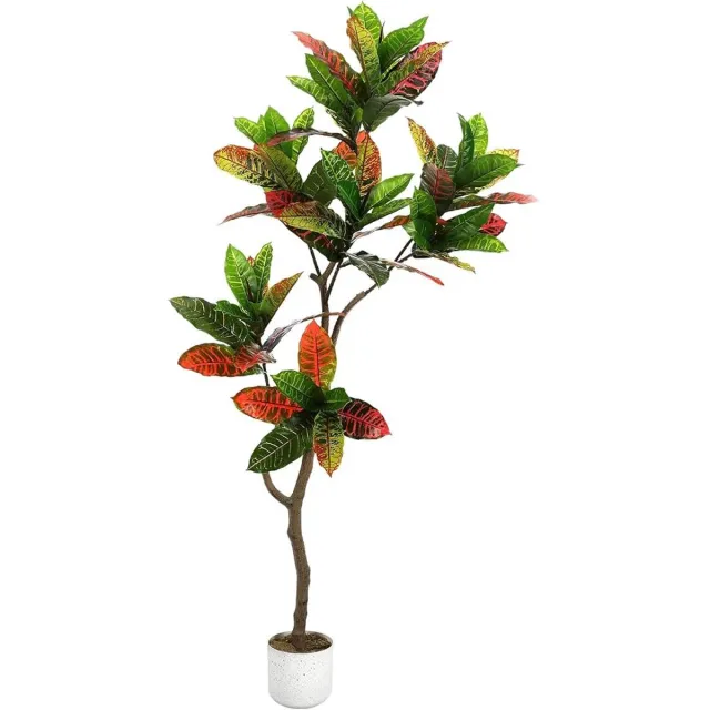 Triumpunpre Kunstplant 150 cm in pot - PEVA materiaal - voor binnen en buiten, kamer decoratie, uitgeklapte afmetingen 150×12,8×15 cm, kleurrijke bladplant voor woonkamer, tuin en kantoor Groen