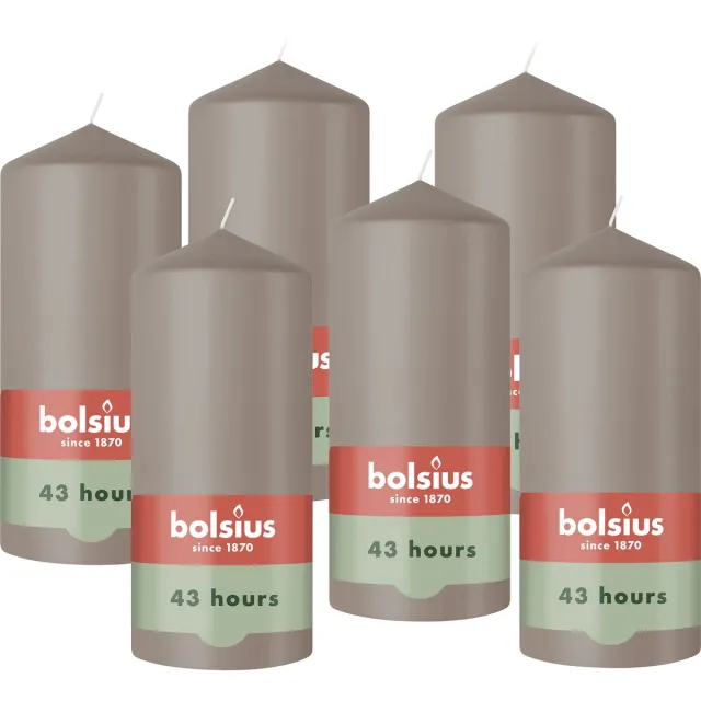 Bolsius Gladde Stompkaars - 6 Stuks - Taupe - 13 cm - 43 Branduren
