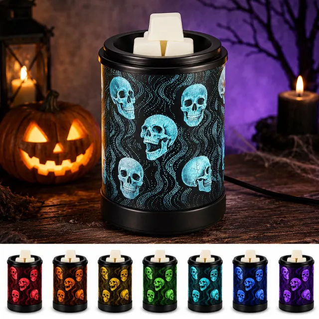 Lemlit Elektrische Wax Melt Warmer - Metalen Geurbrander met Schedel Design en RGB Sfeerverlichting - Zwart Zwart-4
