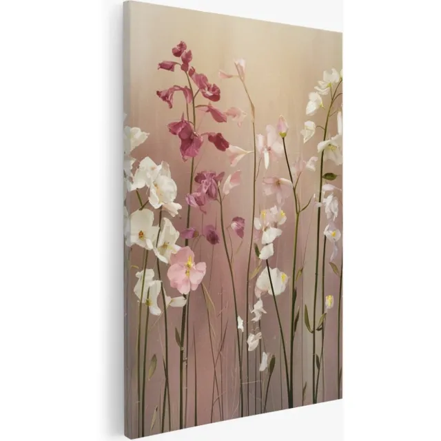 Saammp Canvas Schilderij - Kleurrijk bos bloemen - Natuur - Landschap - 30x40 - Foto op canvas - Wanddecoratie - Muurdecoratie Woonkamer - Slaapkamer decoratie - Canvas Print Multicolor