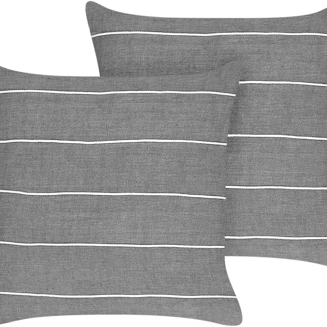 Beliani MILAS - Sierkussen set van 2 - Grijs/Wit - 50 x 50 cm - Linnen