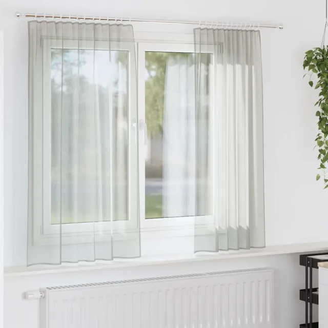 vidaXL Gordijnen voile met roedezakken 2 st lichtgrijs grijs