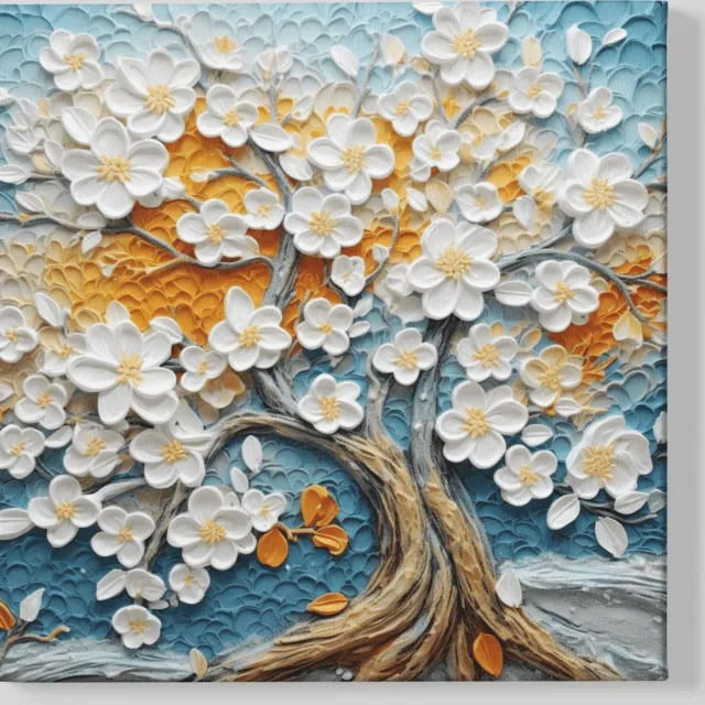 Trendex Global Vierkant Canvas Schilderij - Levensboom - 100x100x2 cm Wit