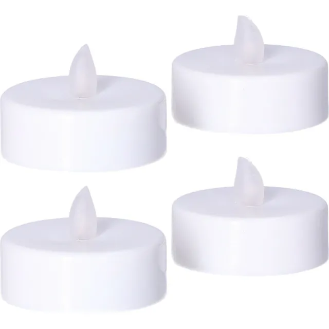 Anna's Collection Grote LED theelichtjes - 4x - wit - D6 x H4,5 cm - timer - waxinelichtjes - kaarsen