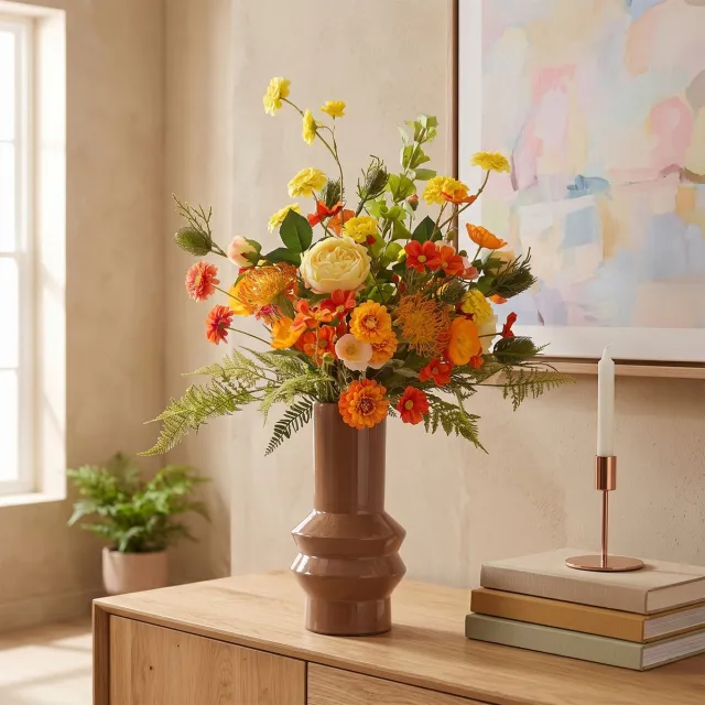 maxifleur Kunstplanten Kunstboeket Julia Boston 85cm Oranje