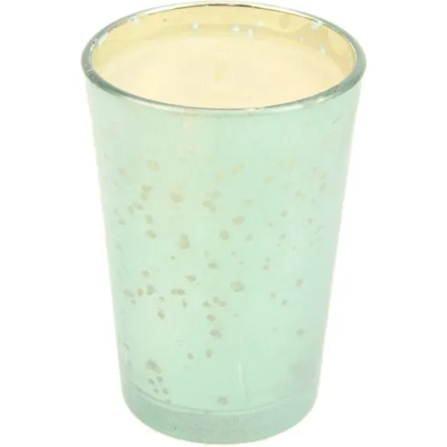Meander Glas met kaars zeegroen Ø6xH9cm Zie foto