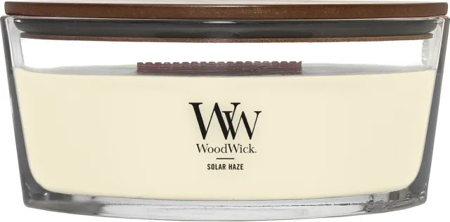 Woodwick Heartwick Flame Ellipse Geurkaars - Solar Haze - 50 branduren Geel