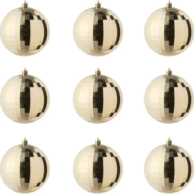 J-Line kerstbal Disco - kunststof - goud - doos van 9