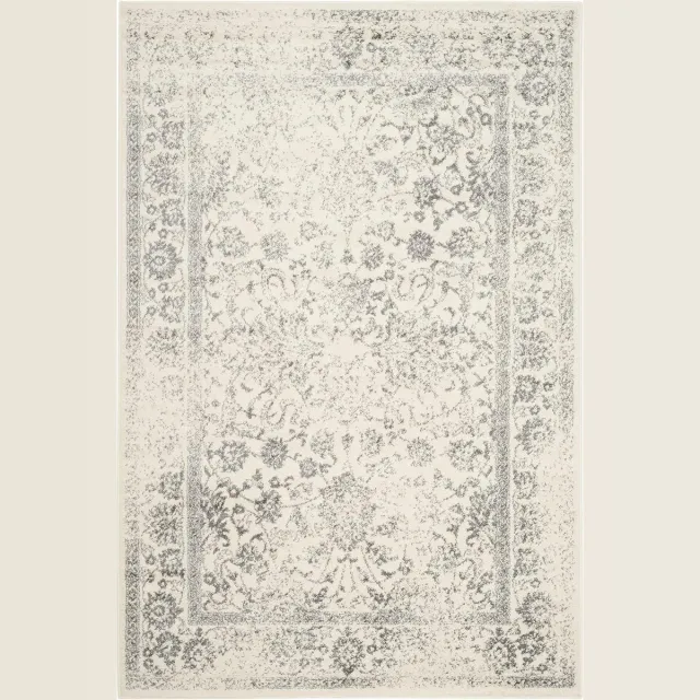 Thuys Distressed Vintage Tapijt – Voor Woonkamer – Eetkamer – Ivoor En Zilver