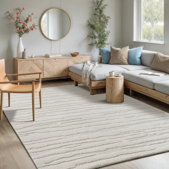 Mia´s Teppiche Mia’s Teppiche Atlas – modern vloerkleed met 3D structuur, fluweelzacht & onderhoudsvriendelijk, crème, 80 x 150 cm