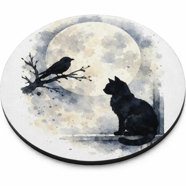 Mr Cadeautjes MDF magnetische fotolijst rond Ø 9,5 - design Een donker, elegant natuurbeeld met een andere hoofdvorm en | cadeau Wit